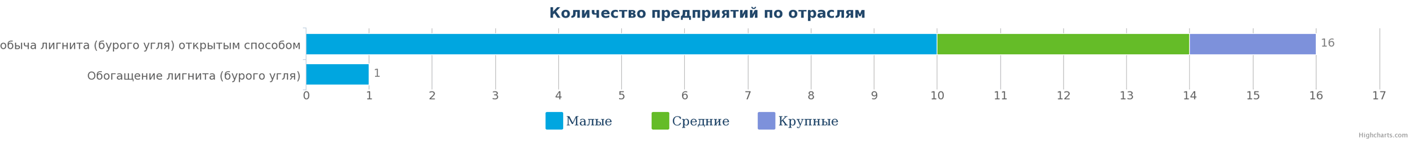Количество компаний, занимающиеся добычей лигнита в Казахстане по видам деятельности