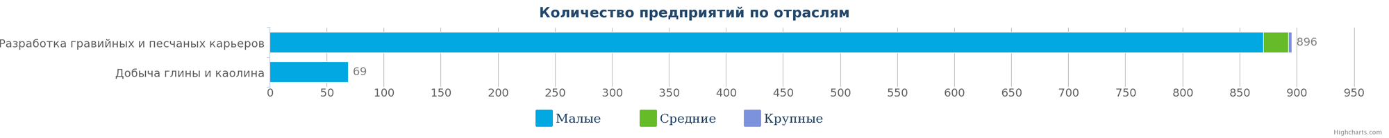 Количество предприятий, занимающиеся разработкой гравийных и песчаных карьеров, добычей глины и каолина по видам деятельности на 16.01.2017